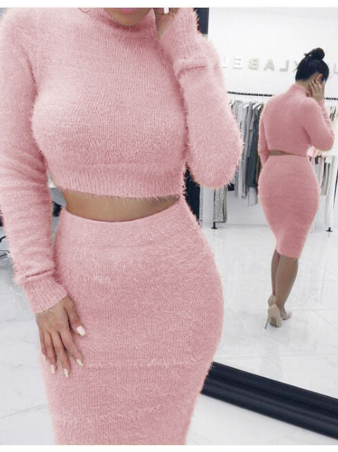 Two piece sweater skirt set