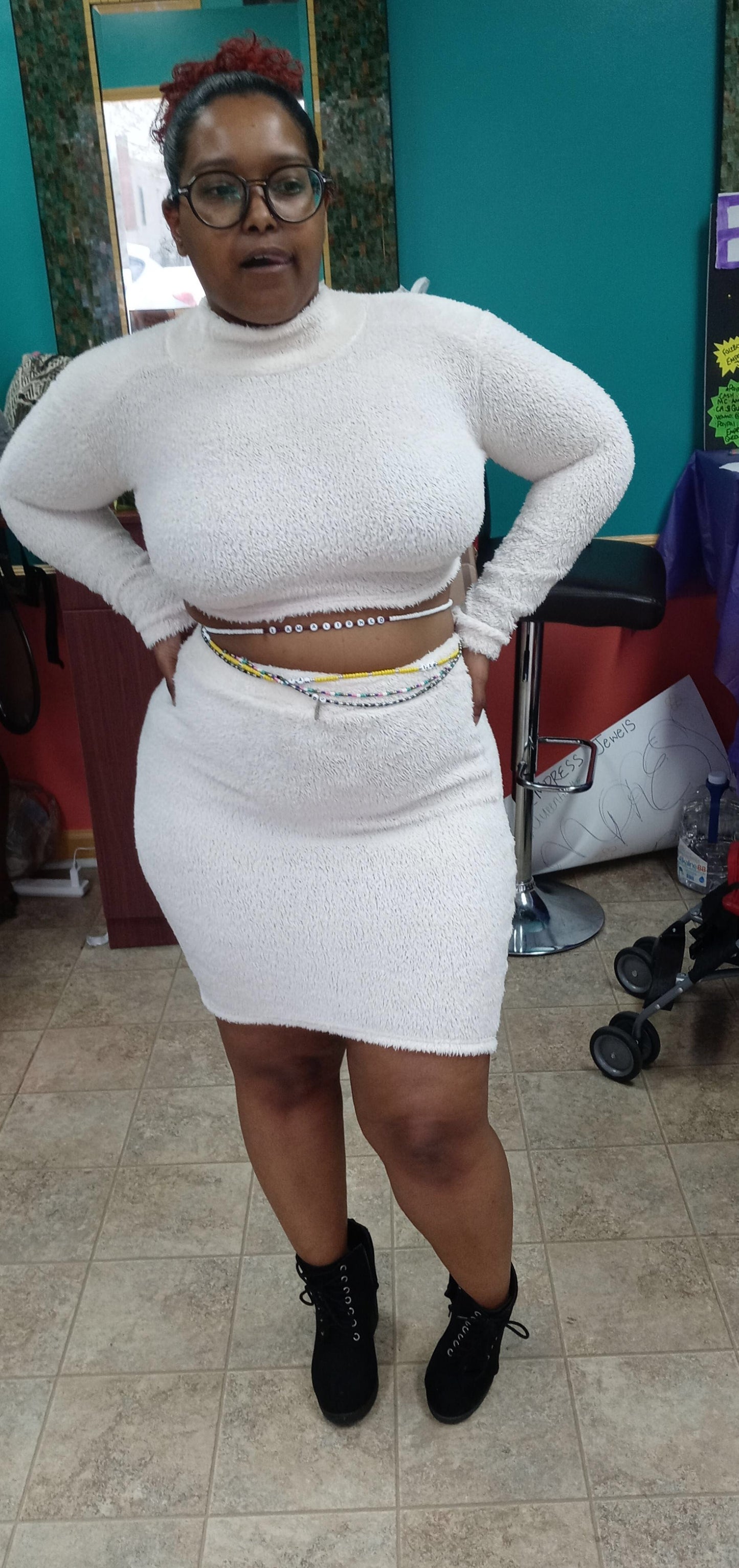 Two piece sweater skirt set