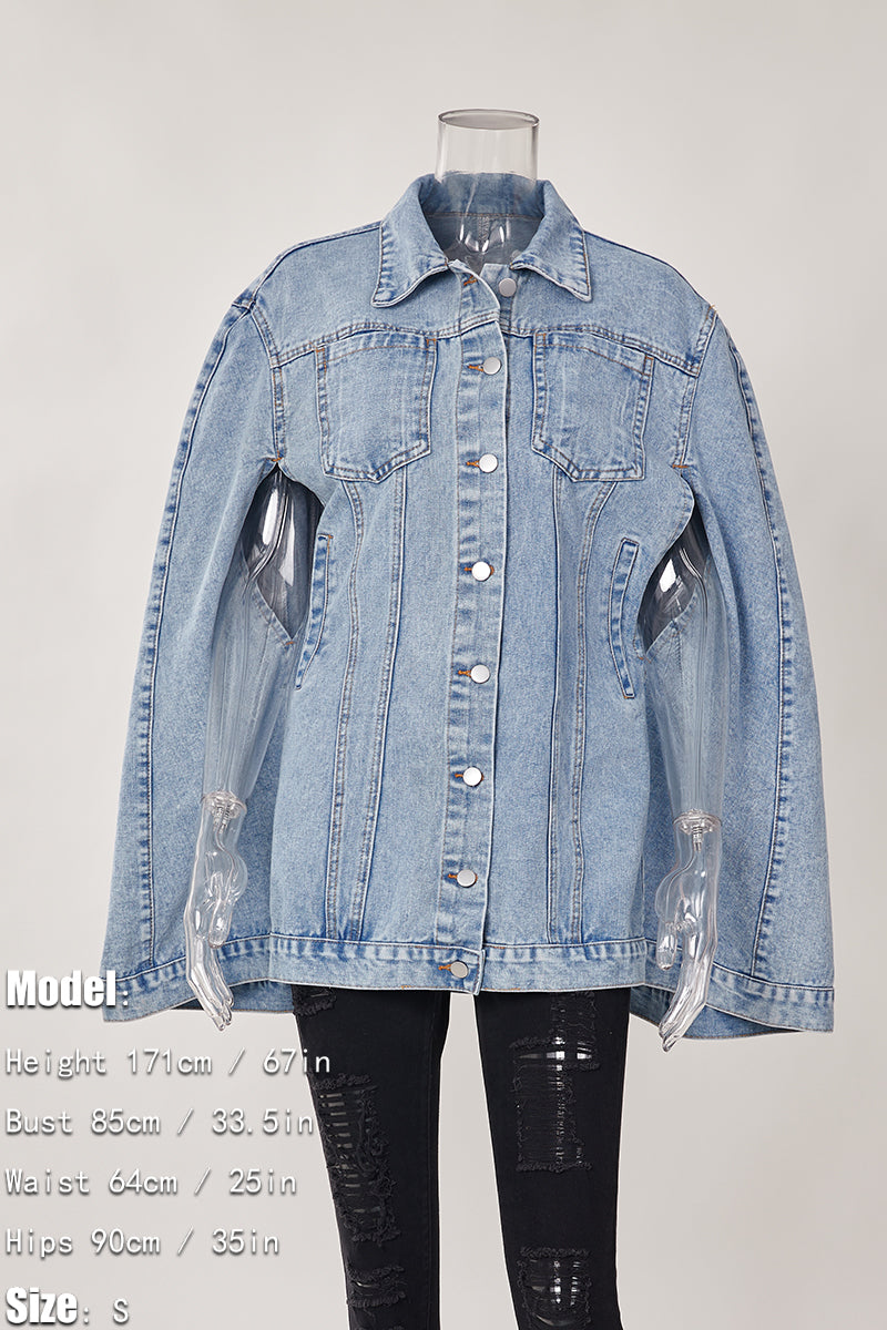 Denim cape jacket