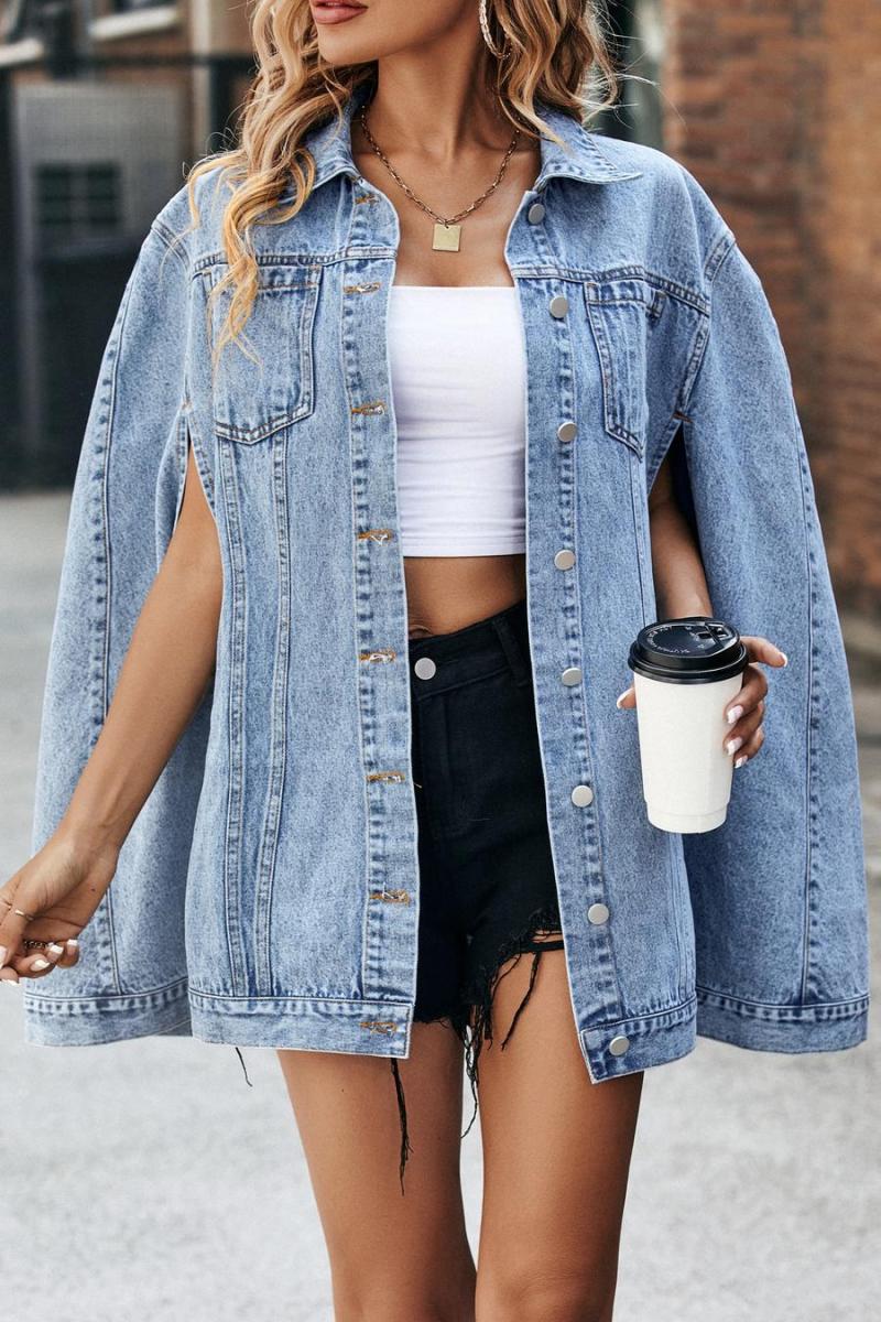 Denim cape jacket